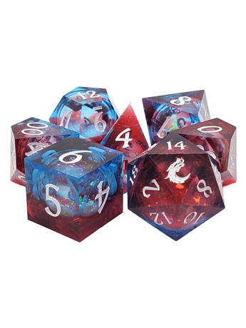 Old School Sharp Edged Space Fury Liquid Infused Dice Set Gallery Image 2