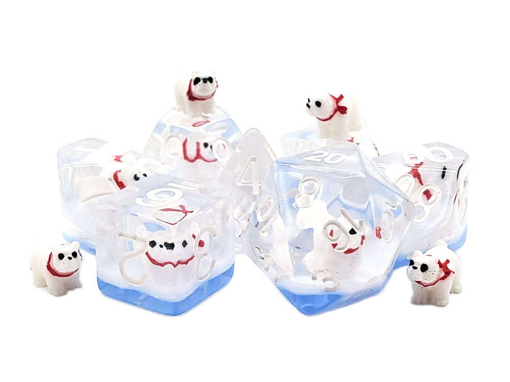 Old School Animal Kingdom Polar Bear Dive Dice Set Gallery Image 1