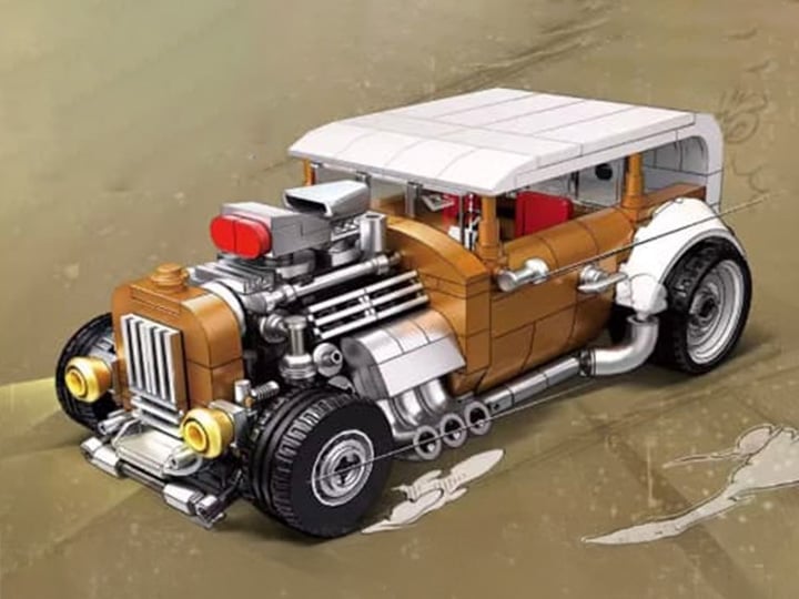 C2166-2 Vintage Retro Car (Classic Yellow Ver.) Building Block Set Gallery Image 1