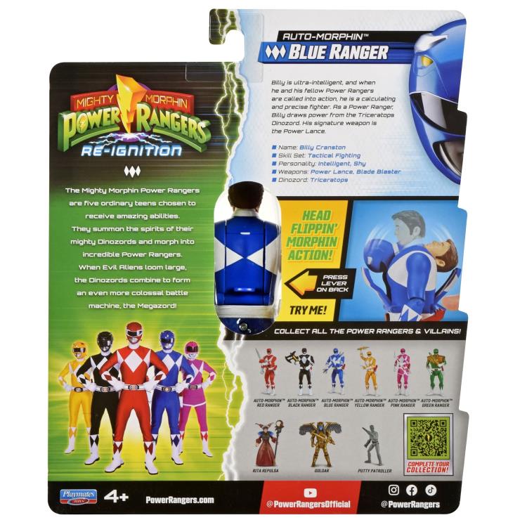 Power Rangers - Auto-Morphin, Figurine articulée 2-en-1, 15 cm, Ranger