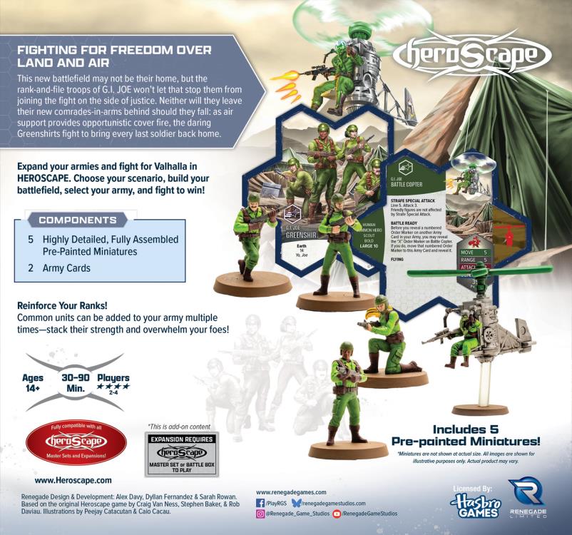G.I. Joe Heroscape: Greenshirts and Battle Copter Common Army Expansion (Premium Painted Edition) Gallery Image 3