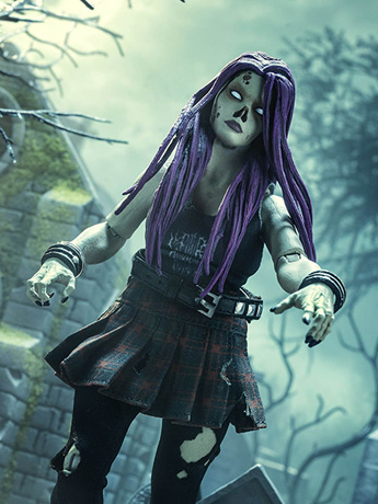 Graveyard Zombies Rocker (Female) Zombie Action Figure Gallery Image 2
