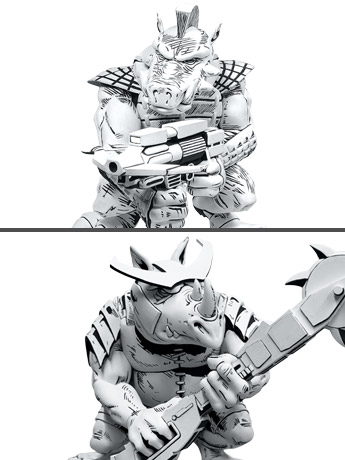 Teenage Mutant Ninja Turtles TMNT Firsts Bebop & Rocksteady (Black & White Ver.) Limited Edition Figure Set Gallery Image 2