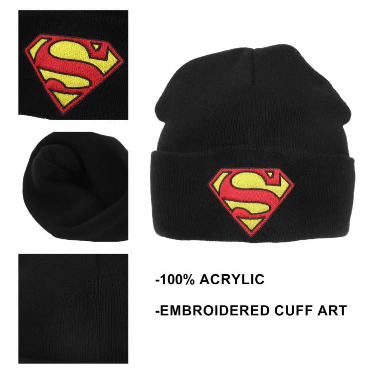 DC Comics Superman Logo Embroidery Knit Cuff Beanie Gallery Image 6