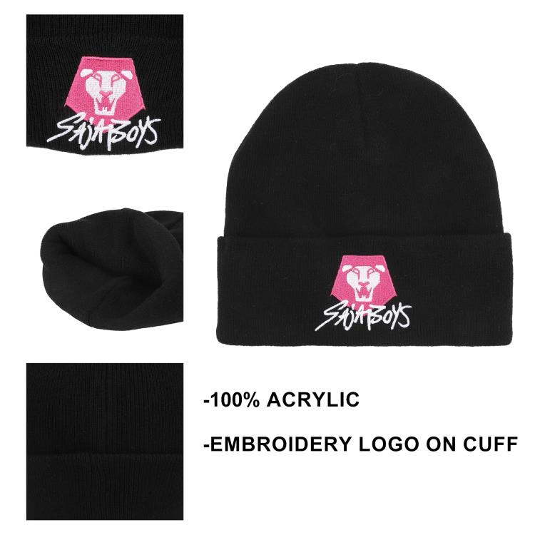 KPop Demon Hunters Saja Boys Black Cuff Knit Beanie Gallery Image 8