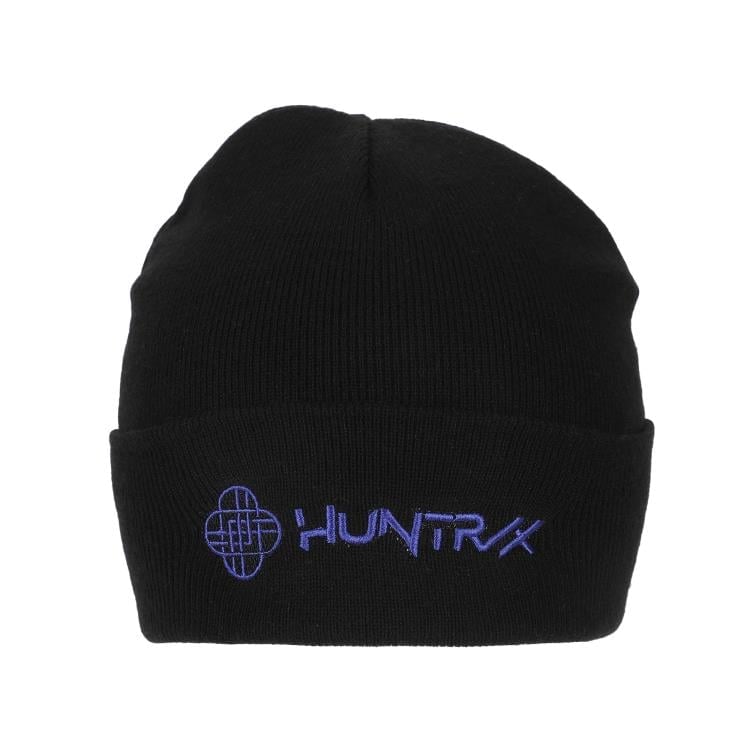 KPop Demon Hunters Huntr/x Logo Black Cuff Knit Beanie Gallery Image 3