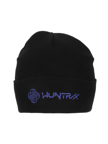 KPop Demon Hunters Huntr/x Logo Black Cuff Knit Beanie Gallery Image 2