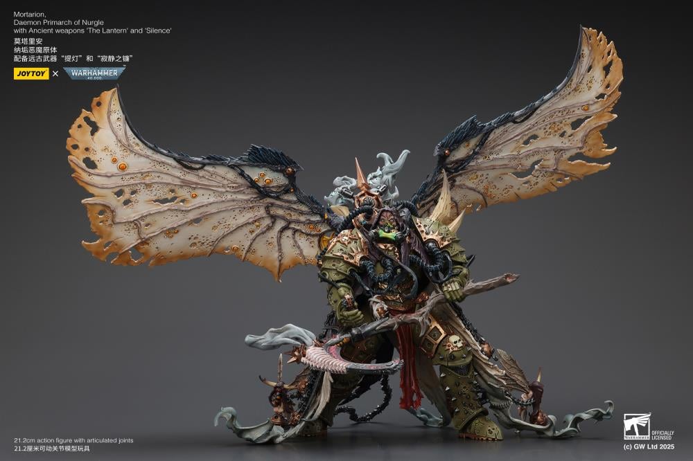Warhammer 40,000 Mortarion, Daemon Primarch of Nurgle with Ancient Weapons "The Lantern" and "Silence" 1/18 Scale Action Figure Gallery Image 12