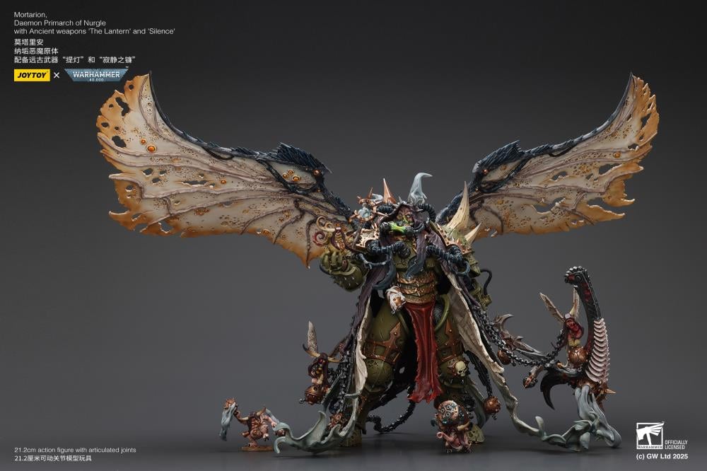 Warhammer 40,000 Mortarion, Daemon Primarch of Nurgle with Ancient Weapons "The Lantern" and "Silence" 1/18 Scale Action Figure Gallery Image 15