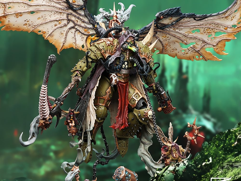 Warhammer 40,000 Mortarion, Daemon Primarch of Nurgle with Ancient Weapons "The Lantern" and "Silence" 1/18 Scale Action Figure Gallery Image 1