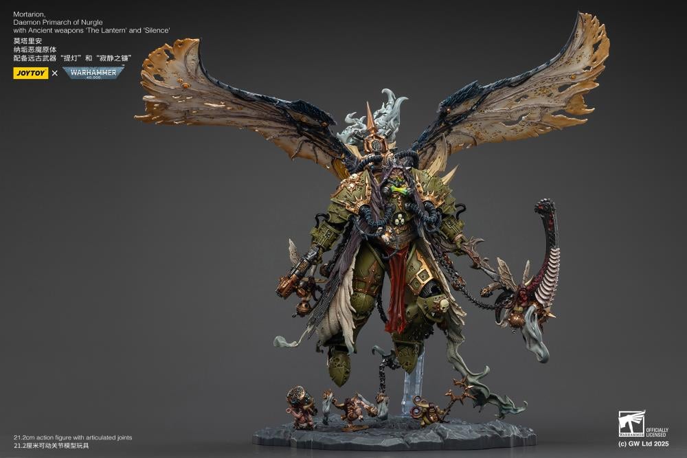 Warhammer 40,000 Mortarion, Daemon Primarch of Nurgle with Ancient Weapons "The Lantern" and "Silence" 1/18 Scale Action Figure Gallery Image 10