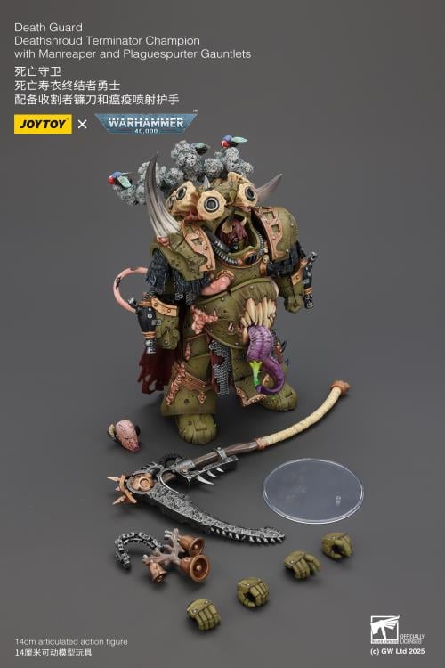 Warhammer 40,000 Death Guard Deathshroud Terminator Champion with Manreaper and Plaguespurter Gauntlets 1/18 Scale Action Figure Gallery Image 13