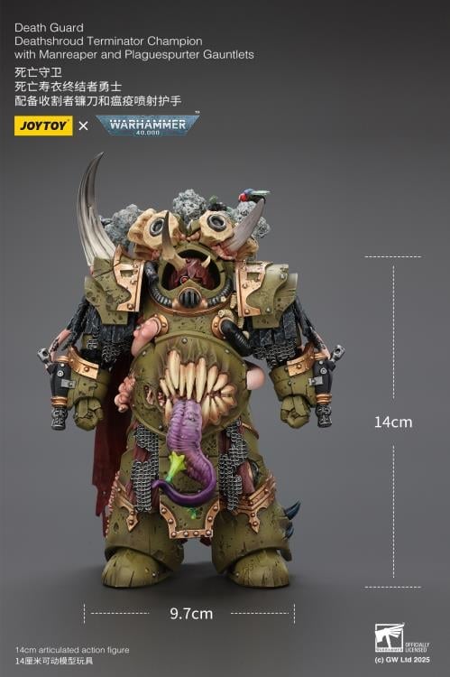 Warhammer 40,000 Death Guard Deathshroud Terminator Champion with Manreaper and Plaguespurter Gauntlets 1/18 Scale Action Figure Gallery Image 14