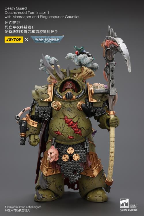 Warhammer 40,000 Death Guard Deathshroud Terminator (Ver. 1) with Manreaper and Plaguespurter Gauntlet 1/18 Scale Action Figure Gallery Image 5