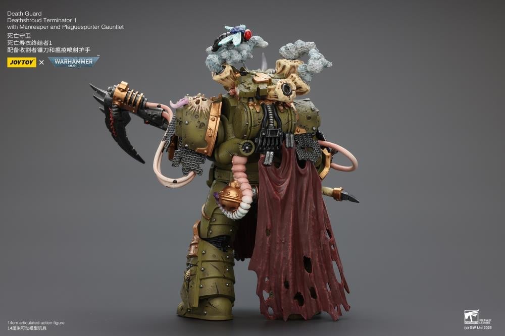 Warhammer 40,000 Death Guard Deathshroud Terminator (Ver. 1) with Manreaper and Plaguespurter Gauntlet 1/18 Scale Action Figure Gallery Image 6