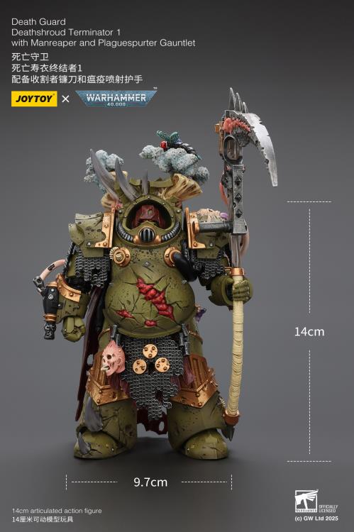 Warhammer 40,000 Death Guard Deathshroud Terminator (Ver. 1) with Manreaper and Plaguespurter Gauntlet 1/18 Scale Action Figure Gallery Image 12