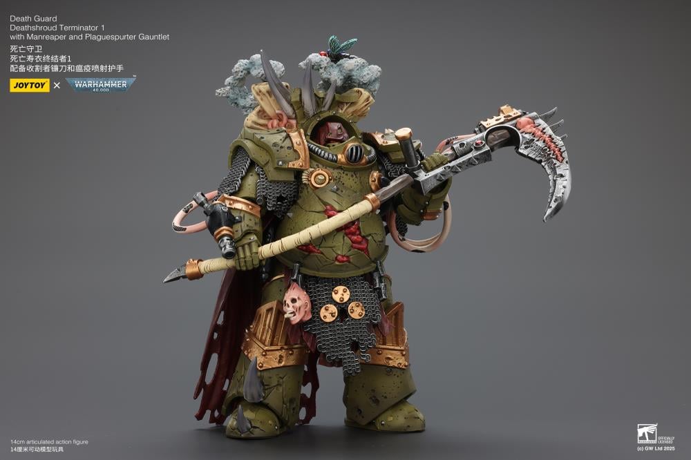 Warhammer 40,000 Death Guard Deathshroud Terminator (Ver. 1) with Manreaper and Plaguespurter Gauntlet 1/18 Scale Action Figure Gallery Image 4
