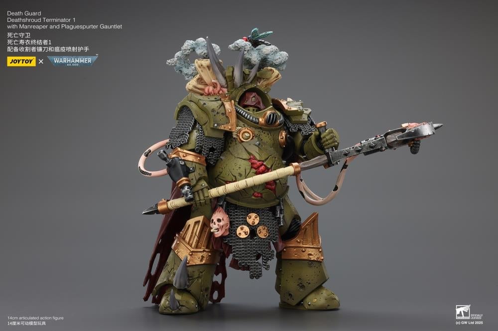 Warhammer 40,000 Death Guard Deathshroud Terminator (Ver. 1) with Manreaper and Plaguespurter Gauntlet 1/18 Scale Action Figure Gallery Image 8