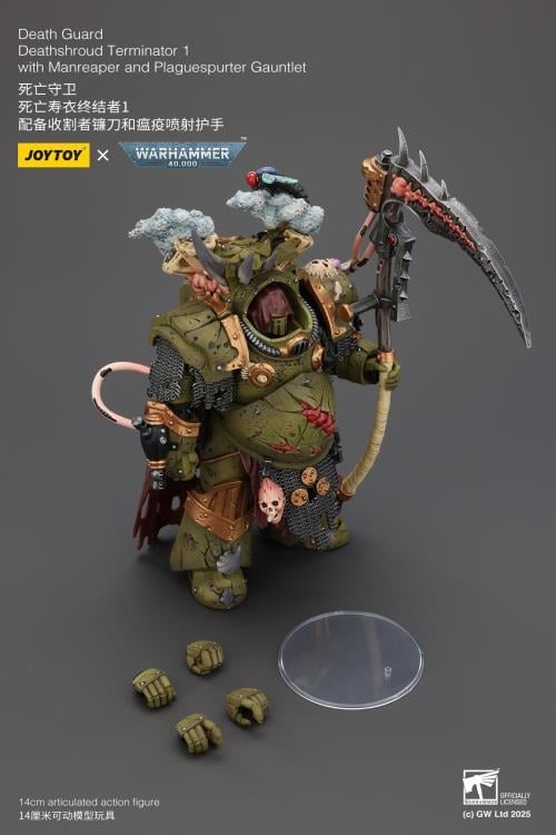 Warhammer 40,000 Death Guard Deathshroud Terminator (Ver. 1) with Manreaper and Plaguespurter Gauntlet 1/18 Scale Action Figure Gallery Image 11