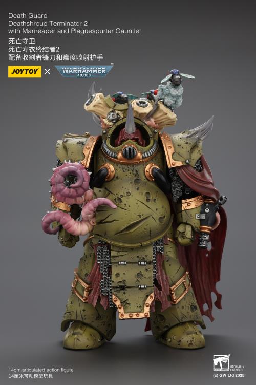 Warhammer 40,000 Death Guard Deathshroud Terminator (Ver. 2) with Manreaper and Plaguespurter Gauntlet 1/18 Scale Action Figure Gallery Image 4