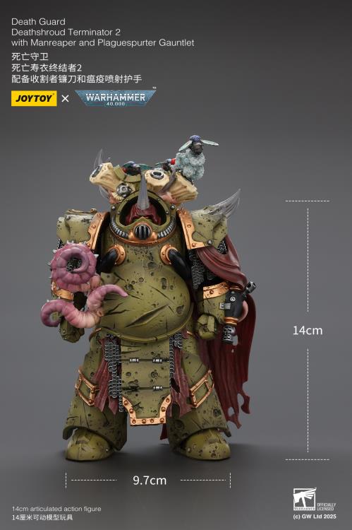 Warhammer 40,000 Death Guard Deathshroud Terminator (Ver. 2) with Manreaper and Plaguespurter Gauntlet 1/18 Scale Action Figure Gallery Image 13