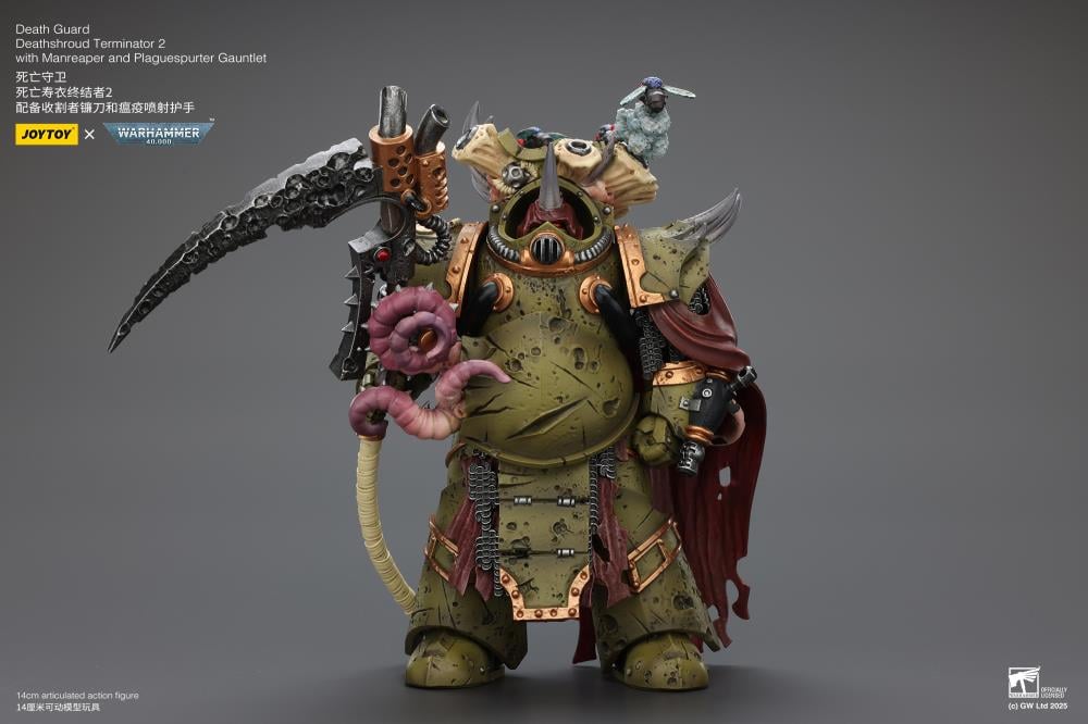 Warhammer 40,000 Death Guard Deathshroud Terminator (Ver. 2) with Manreaper and Plaguespurter Gauntlet 1/18 Scale Action Figure Gallery Image 5