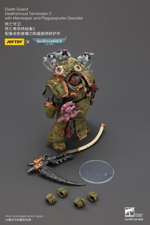 Warhammer 40,000 Death Guard Deathshroud Terminator (Ver. 2) with Manreaper and Plaguespurter Gauntlet 1/18 Scale Action Figure Gallery Image 12