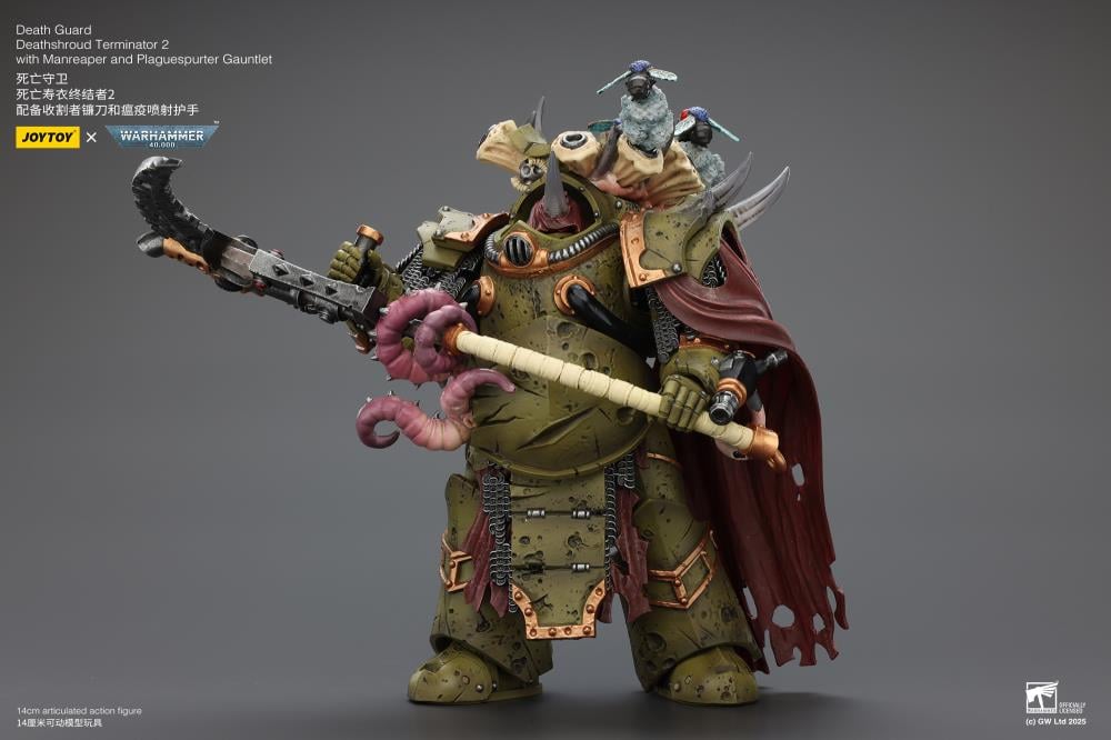 Warhammer 40,000 Death Guard Deathshroud Terminator (Ver. 2) with Manreaper and Plaguespurter Gauntlet 1/18 Scale Action Figure Gallery Image 6