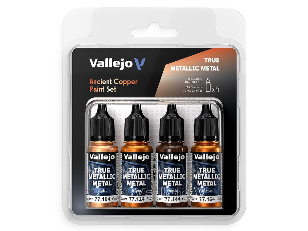 Vallejo True Metallic Metal: Ancient Copper 4 Color Paint Set Gallery Image 1