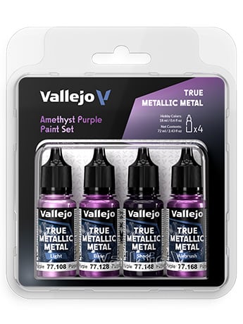 Vallejo True Metallic Metal: Amethyst Purple 4 Color Paint Set