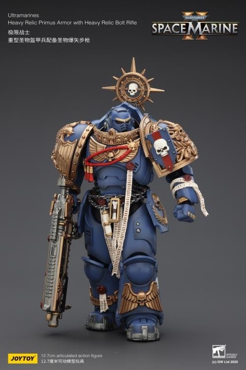 Warhammer 40,000: Space Marine 2 Ultramarines Heavy Relic Primus Armor with Heavy Relic Bolt Rifle 1/18 Scale Action Figure Gallery Image 5
