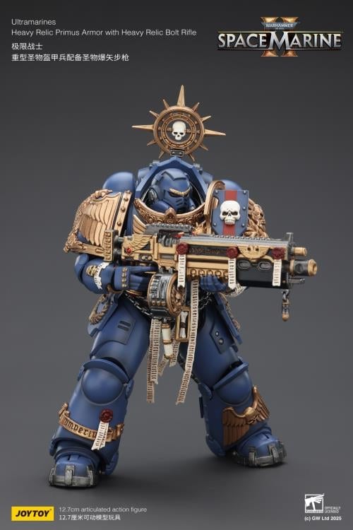 Warhammer 40,000: Space Marine 2 Ultramarines Heavy Relic Primus Armor with Heavy Relic Bolt Rifle 1/18 Scale Action Figure Gallery Image 10