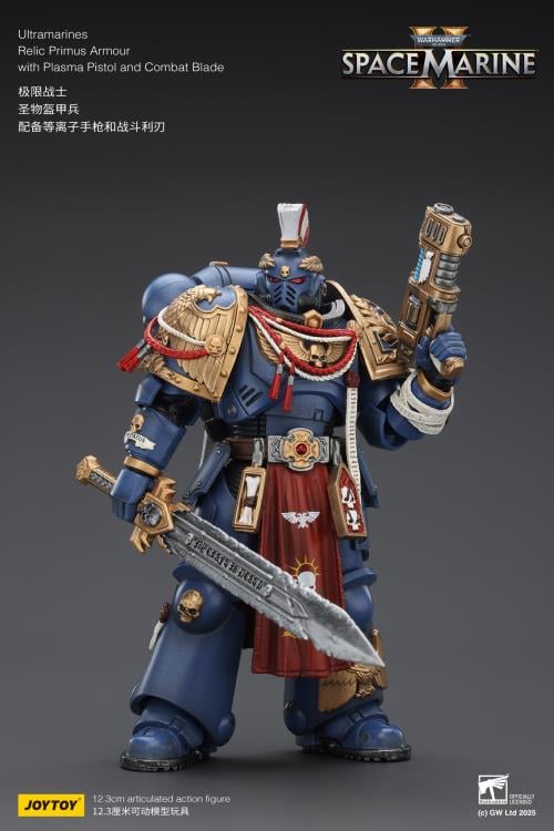 Warhammer 40,000: Space Marine 2 Ultramarines Relic Primus Armor with Plasma Pistol and Combat Blade 1/18 Scale Action Figure Gallery Image 14
