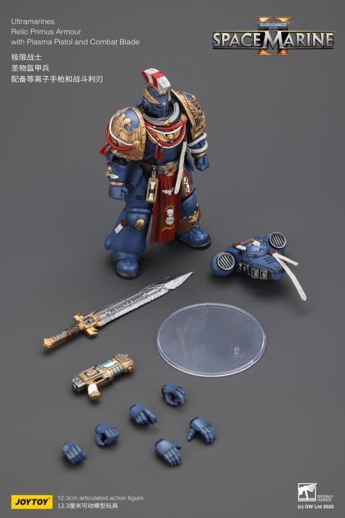 Warhammer 40,000: Space Marine 2 Ultramarines Relic Primus Armor with Plasma Pistol and Combat Blade 1/18 Scale Action Figure Gallery Image 18