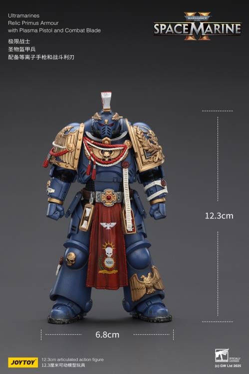Warhammer 40,000: Space Marine 2 Ultramarines Relic Primus Armor with Plasma Pistol and Combat Blade 1/18 Scale Action Figure Gallery Image 19
