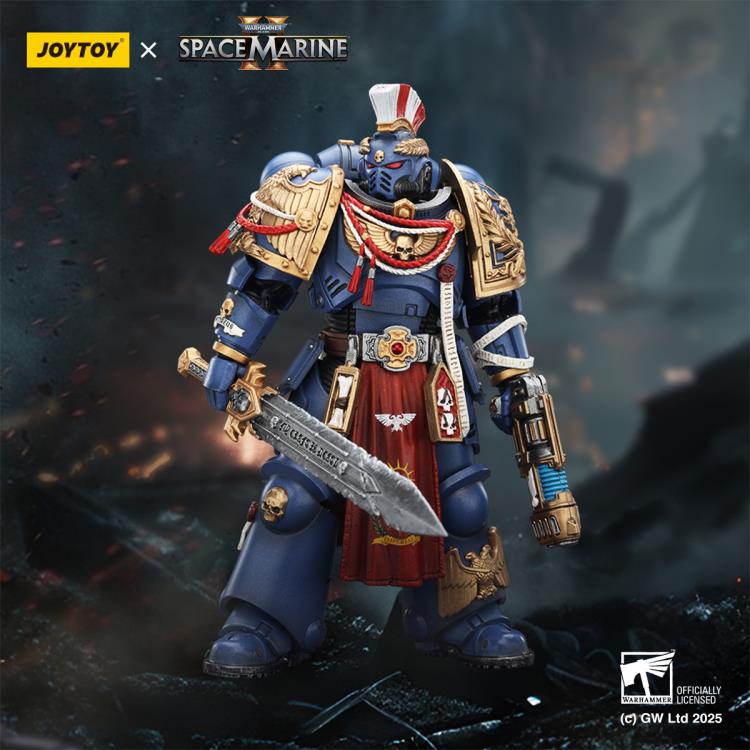 Warhammer 40,000: Space Marine 2 Ultramarines Relic Primus Armor with Plasma Pistol and Combat Blade 1/18 Scale Action Figure Gallery Image 3
