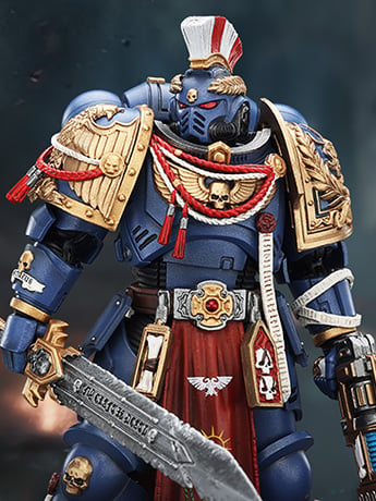 Warhammer 40,000: Space Marine 2 Ultramarines Relic Primus Armor with Plasma Pistol and Combat Blade 1/18 Scale Action Figure Gallery Image 2