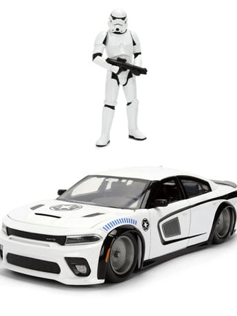 Star Wars Hollywood Rides Die-Cast Stormtrooper Figurine & 2021 Dodge Charger SRT Hellcat 1/24 Scale Model Gallery Image 2