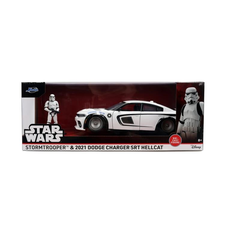 Star Wars Hollywood Rides Die-Cast Stormtrooper Figurine & 2021 Dodge Charger SRT Hellcat 1/24 Scale Model Gallery Image 10