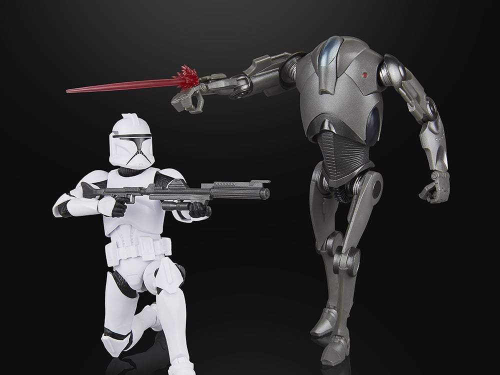 Star Wars: The Black Series Phase 1 Clone Trooper and Super Battle Droid Action Figure Two-Pack (Attack of the Clones) Gallery Image 1