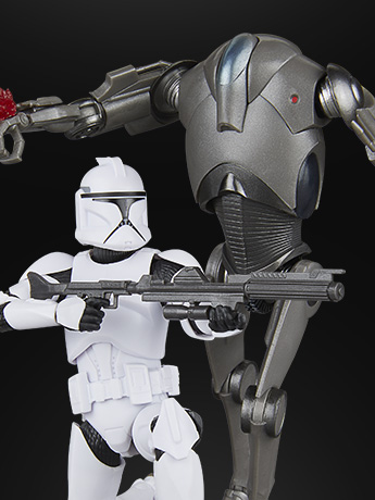 Star Wars: The Black Series Phase 1 Clone Trooper and Super Battle Droid Action Figure Two-Pack (Attack of the Clones) Gallery Image 2