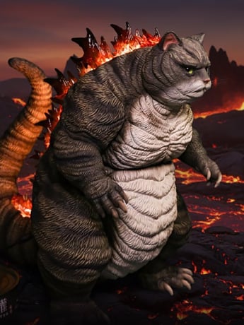 Kazzilla: King of Tiger Flames Tabby (Light-Up Version) Statue
