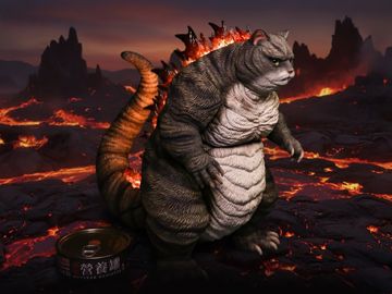 Kazzilla: King of Tiger Flames Tabby (Light-Up Version) Statue