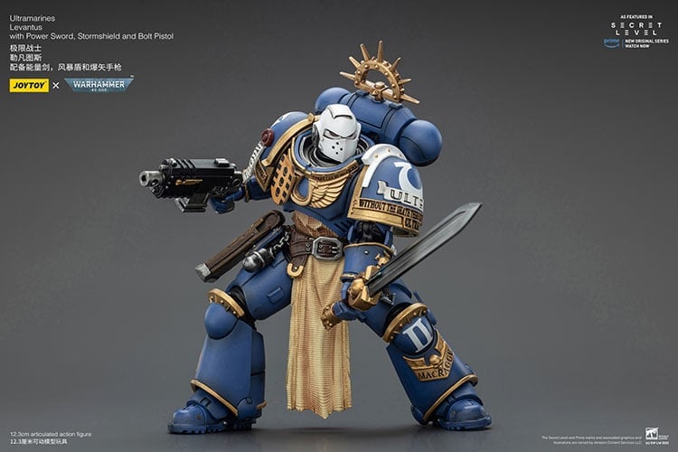 Warhammer 40,000 Ultramarines Levantus with Power Sword, Stormshield and Bolt Pistol 1/18 Scale Action Figure Gallery Image 10