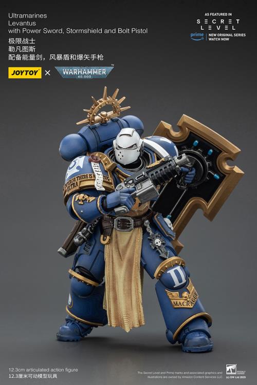 Warhammer 40,000 Ultramarines Levantus with Power Sword, Stormshield and Bolt Pistol 1/18 Scale Action Figure Gallery Image 9