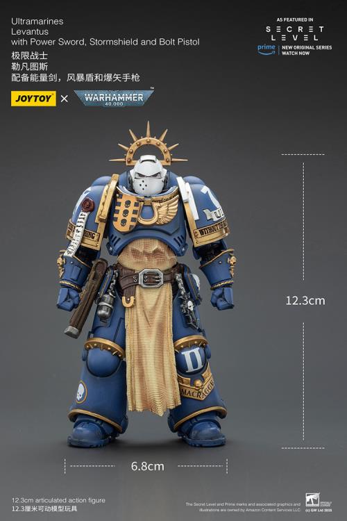 Warhammer 40,000 Ultramarines Levantus with Power Sword, Stormshield and Bolt Pistol 1/18 Scale Action Figure Gallery Image 12