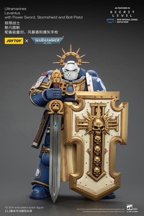 Warhammer 40,000 Ultramarines Levantus with Power Sword, Stormshield and Bolt Pistol 1/18 Scale Action Figure Gallery Image 6