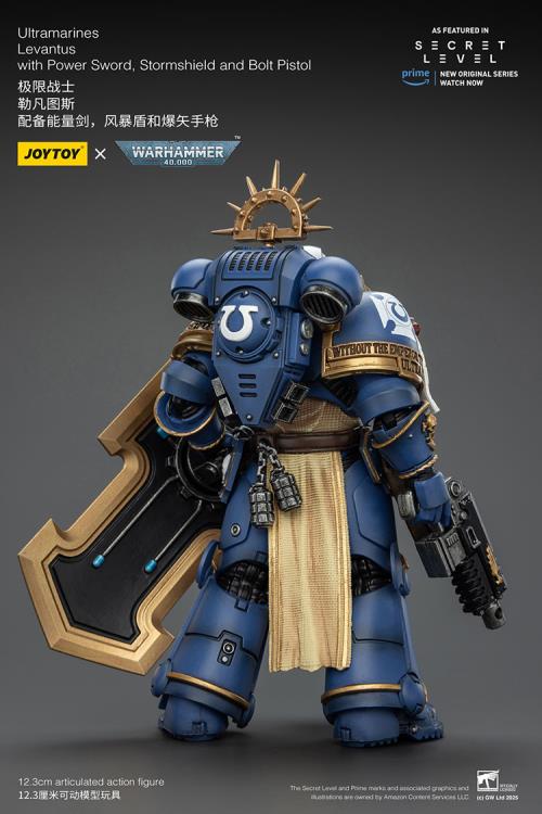Warhammer 40,000 Ultramarines Levantus with Power Sword, Stormshield and Bolt Pistol 1/18 Scale Action Figure Gallery Image 5
