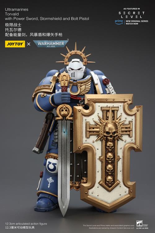 Warhammer 40,000 Ultramarines Torvald with Power Sword, Stormshield and Bolt Pistol 1/18 Scale Action Figure Gallery Image 7