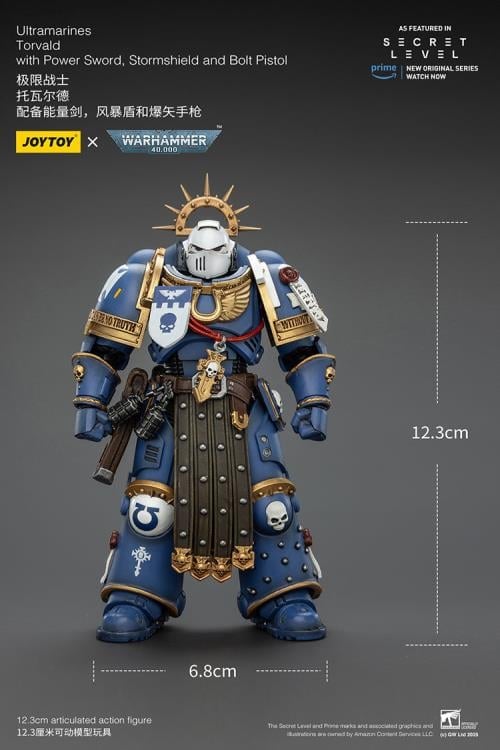 Warhammer 40,000 Ultramarines Torvald with Power Sword, Stormshield and Bolt Pistol 1/18 Scale Action Figure Gallery Image 12